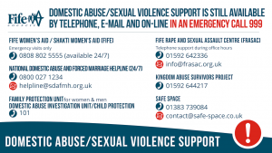 Contact details for people experiencing domestic abuse and sexual violence