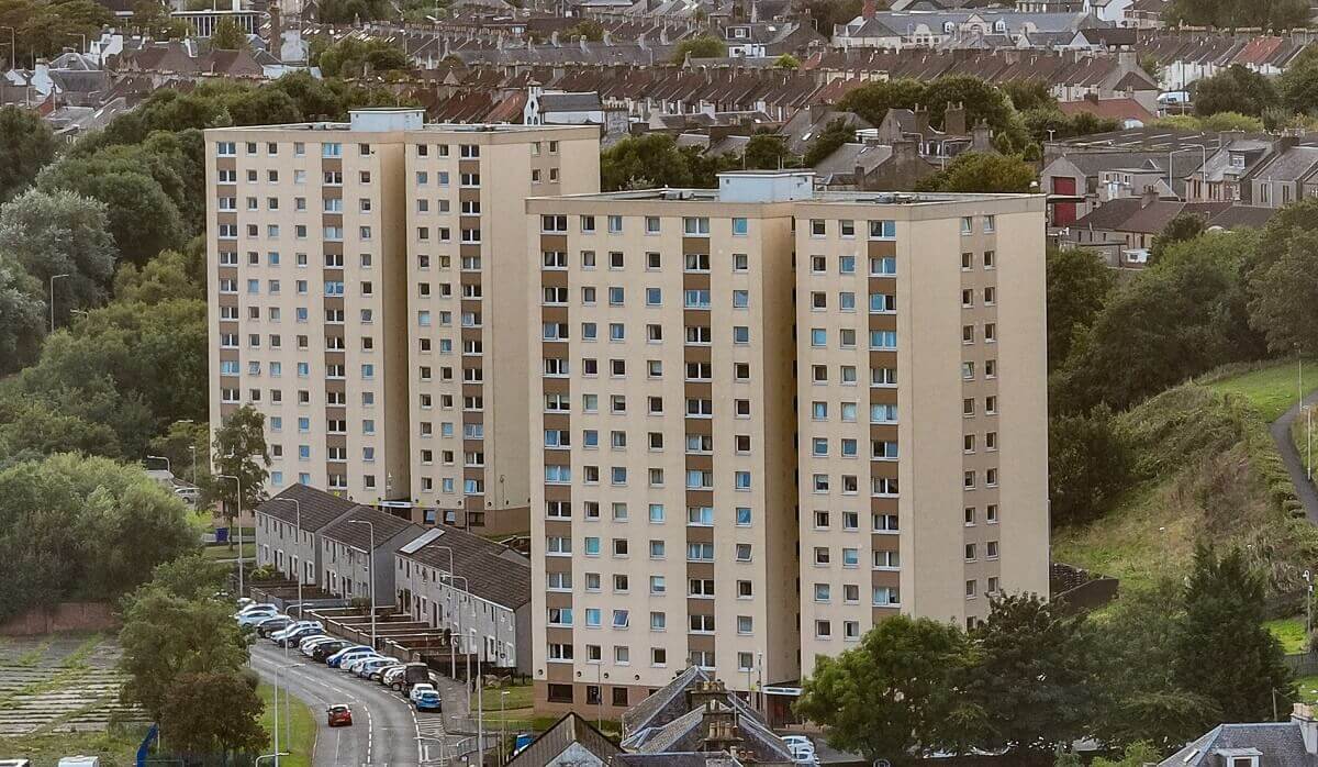  two high-rise blocks of flats 