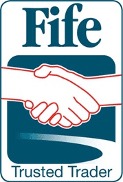 Fife Trusted Trader logo depicting two hands shaking on a deal