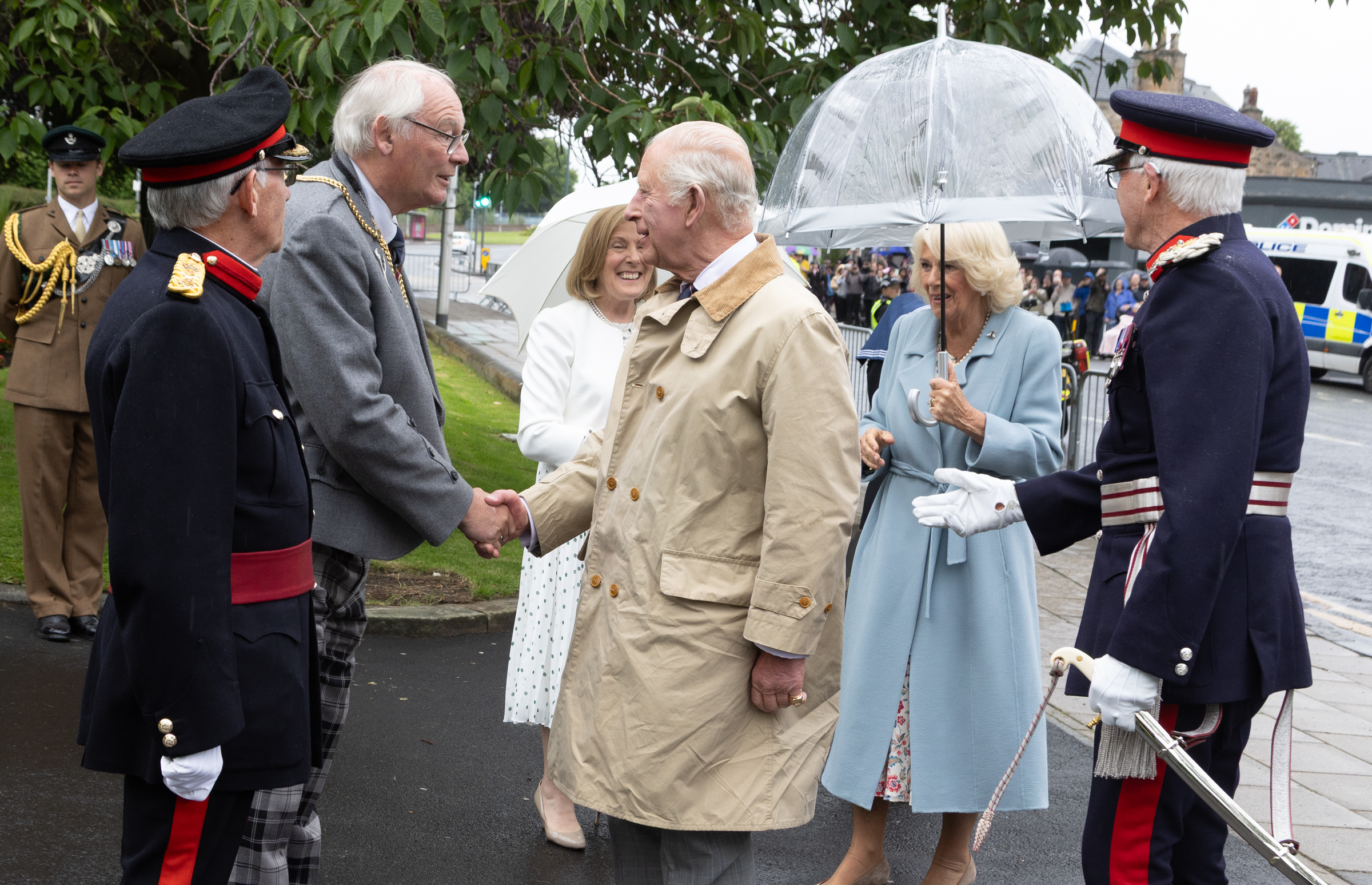 Fife Provost Jim Leishman greets King Charles - King Charles and Queen Camilla Commemorate 100 Years of Kirkcaldy War Memorial