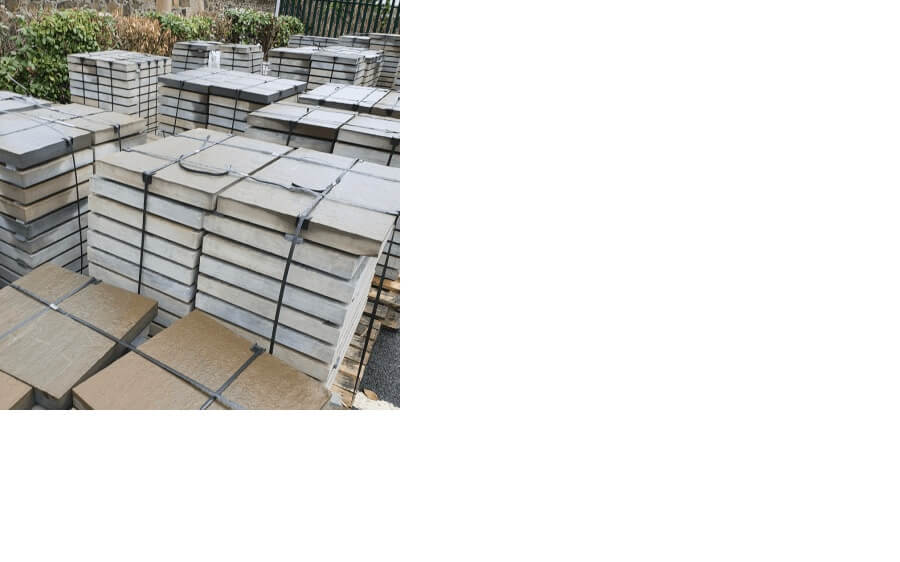 Some of the paving stacked, ready for use in Inverkeithing - Paving the Way – a major upgrade of Inverkeithing is underway