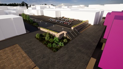 Artists'' impression of the redeveloped car park site - New car park and development opportunity for prime town centre spot