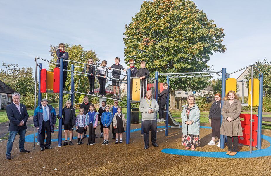 People gathered in the new Inverary play area