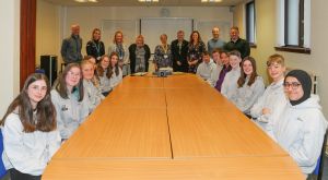 Pupils, councillors and council officers meeting for Women and Girls in Sport Week 2022