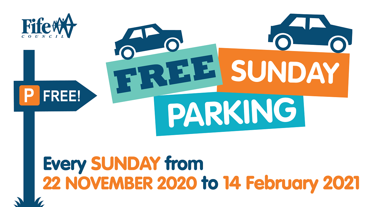Free Sunday parking in Dunfermline Cars with dates of free Sunday parking
