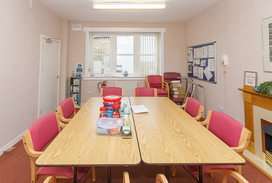 Communal dining and sitting area at Winthank Court