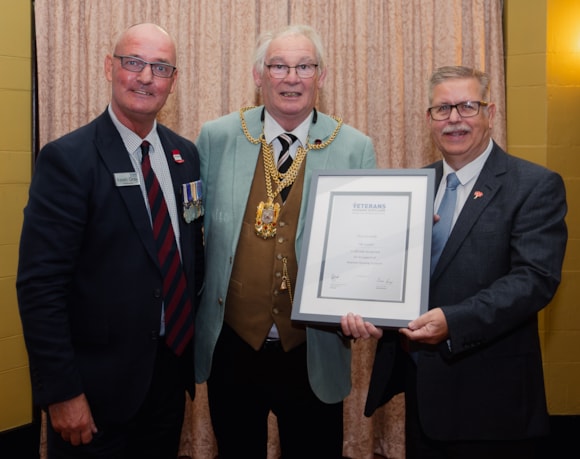 Pictured left to right are Kevin Gray, Chief Executive, Veterans Housing Scotland; Provost of Fife, Jim Leishman; John Mills, Head of Housing Services, Fife Council. - Fife Provost hosts civic reception for armed forces veterans