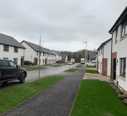 Street view of Westwood Park, with bungalows and houses now complete Street view of Westwood Park, with bungalows