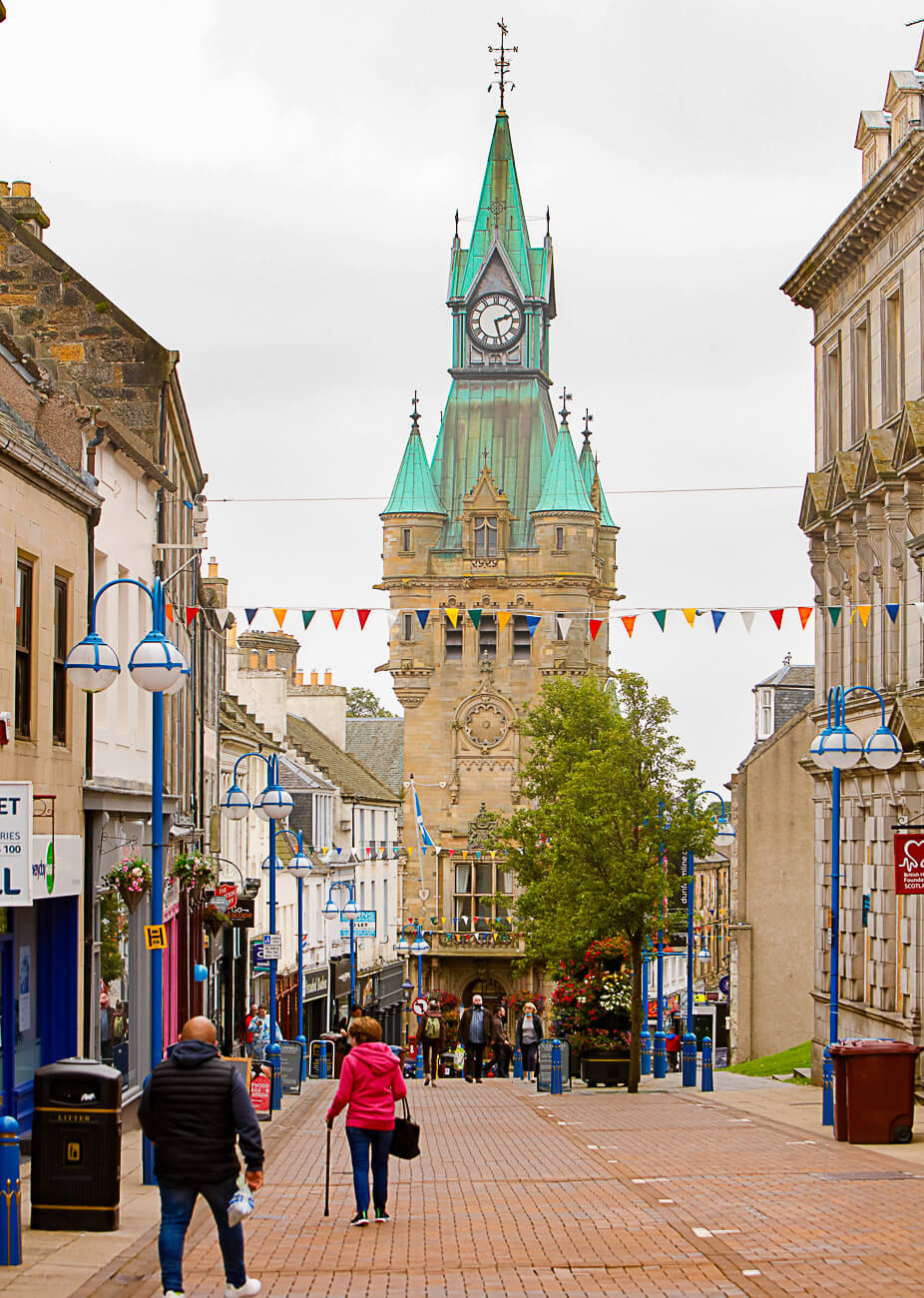 View of Dunfermline High Street, looking down toward the City Chambers - Councillors approve £1.9m for place based investment in Fife