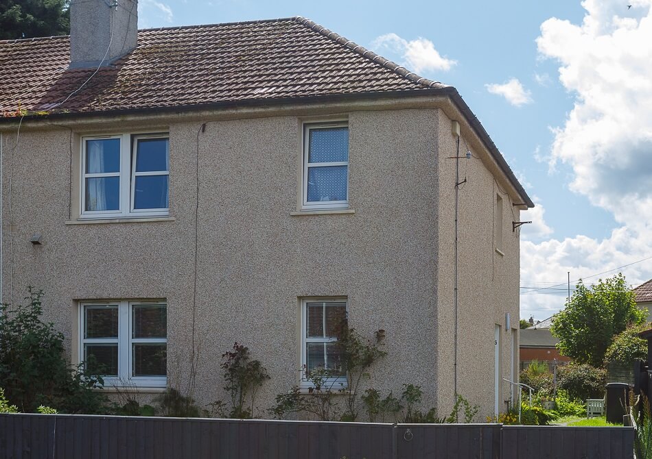 Four in a block style of housing at Glebe Road