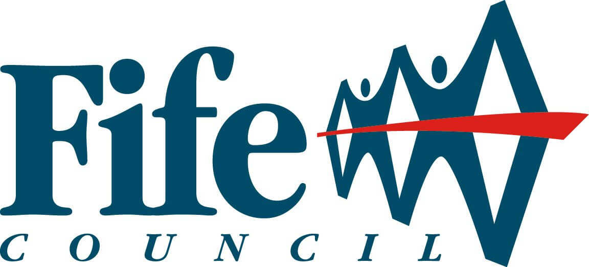 Fife Council logo with stylised teal text and abstract Forth Rail Bridge design featuring three human figures - By-election called in Glenrothes West and Kinglassie
