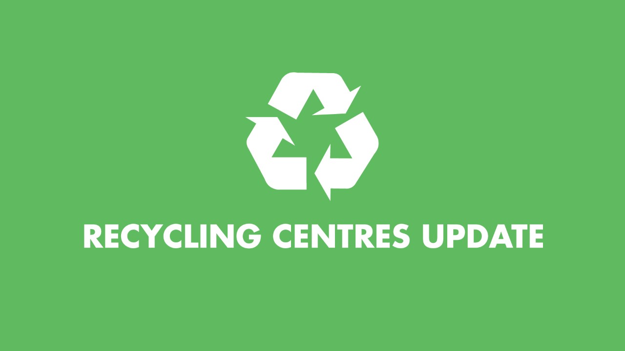 Recycling centre update with recycling symbol 