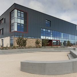 Front view of the Waid Academy building