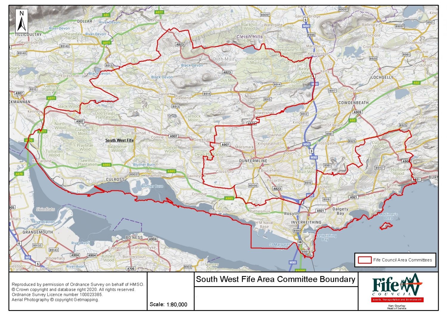 Map of South West Fife area