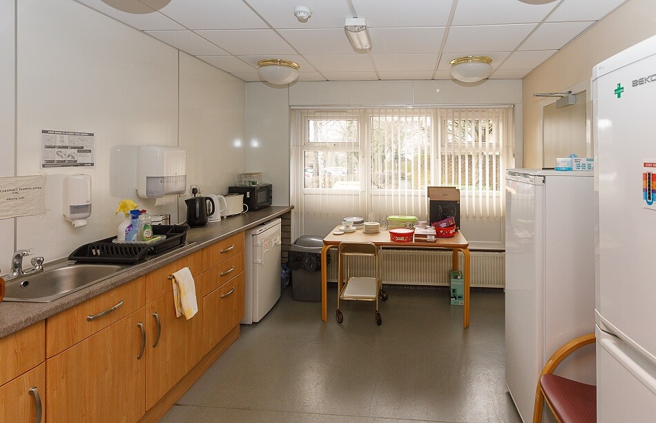 Communal kitchen at Spencer House, with cooking and washing up facilities
