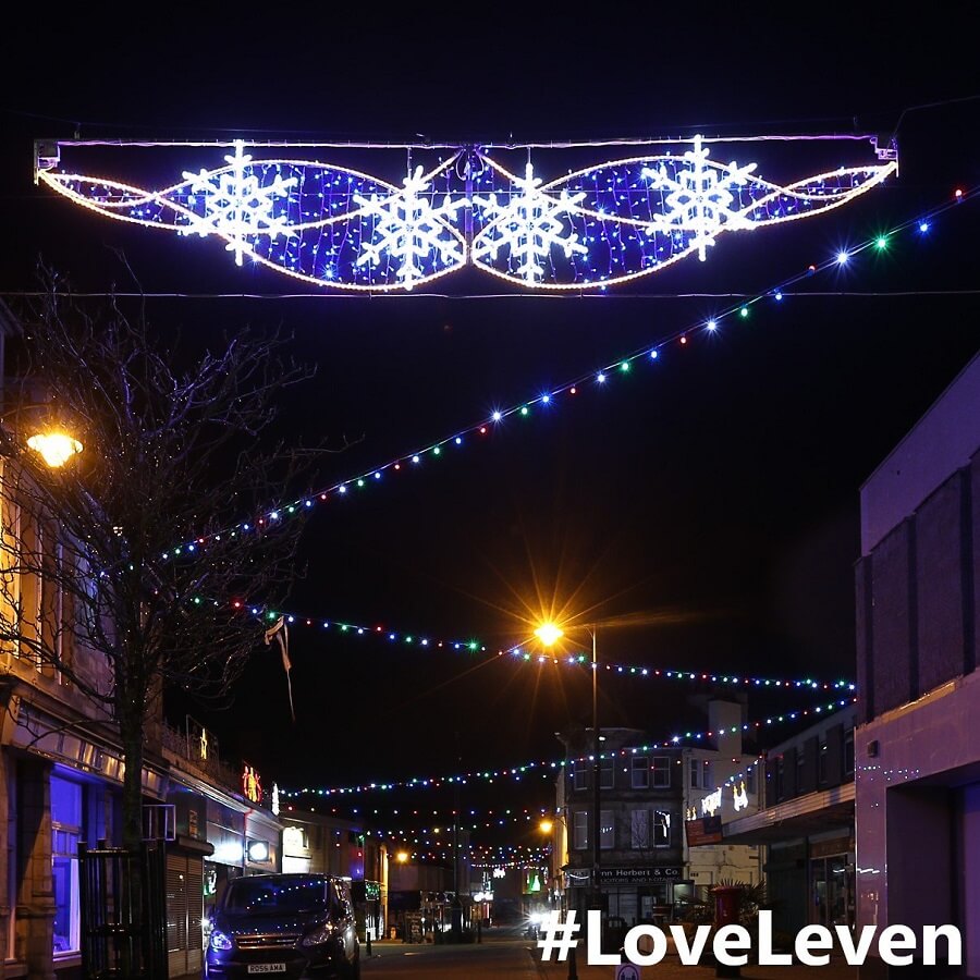 Christmas lights on Leven High Street
