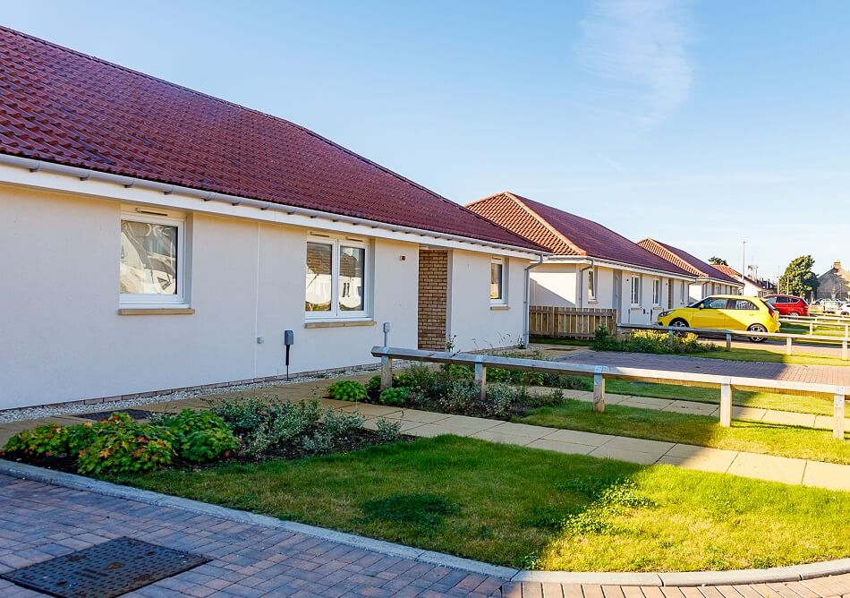 Bungalows at Methil Care Village, with small garden to the front