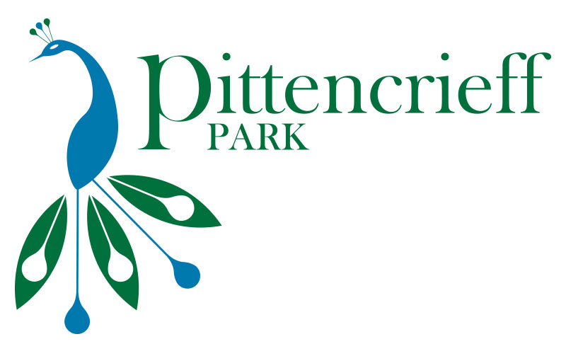 Pittencrieff Park logo featuring a stylised peacock.
