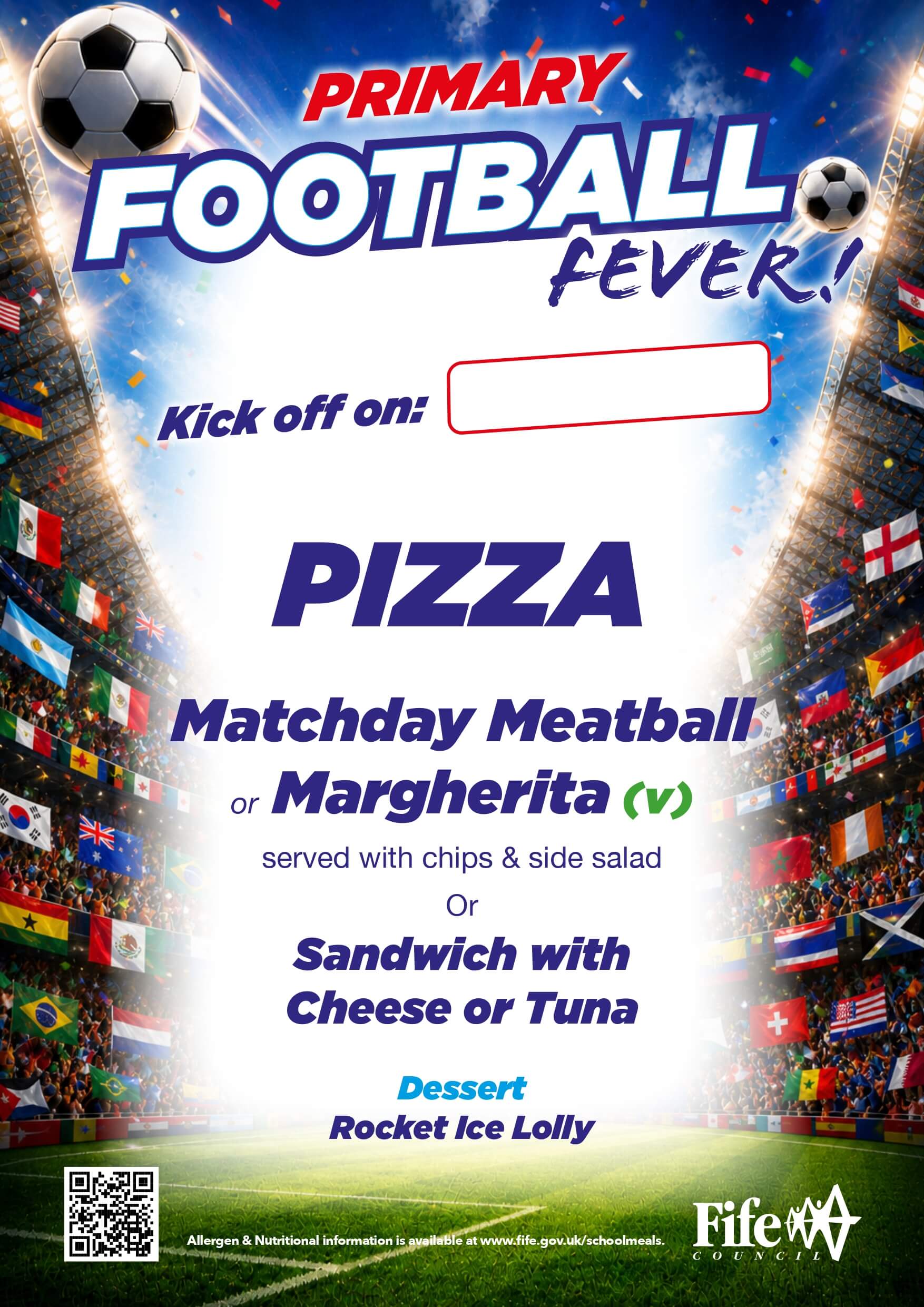 Football Fever World Cup Theme Day Menu Poster - Primary page