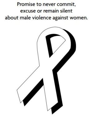 White Ribbon with a promise to never commit, excuse or remain silent about male violence against women