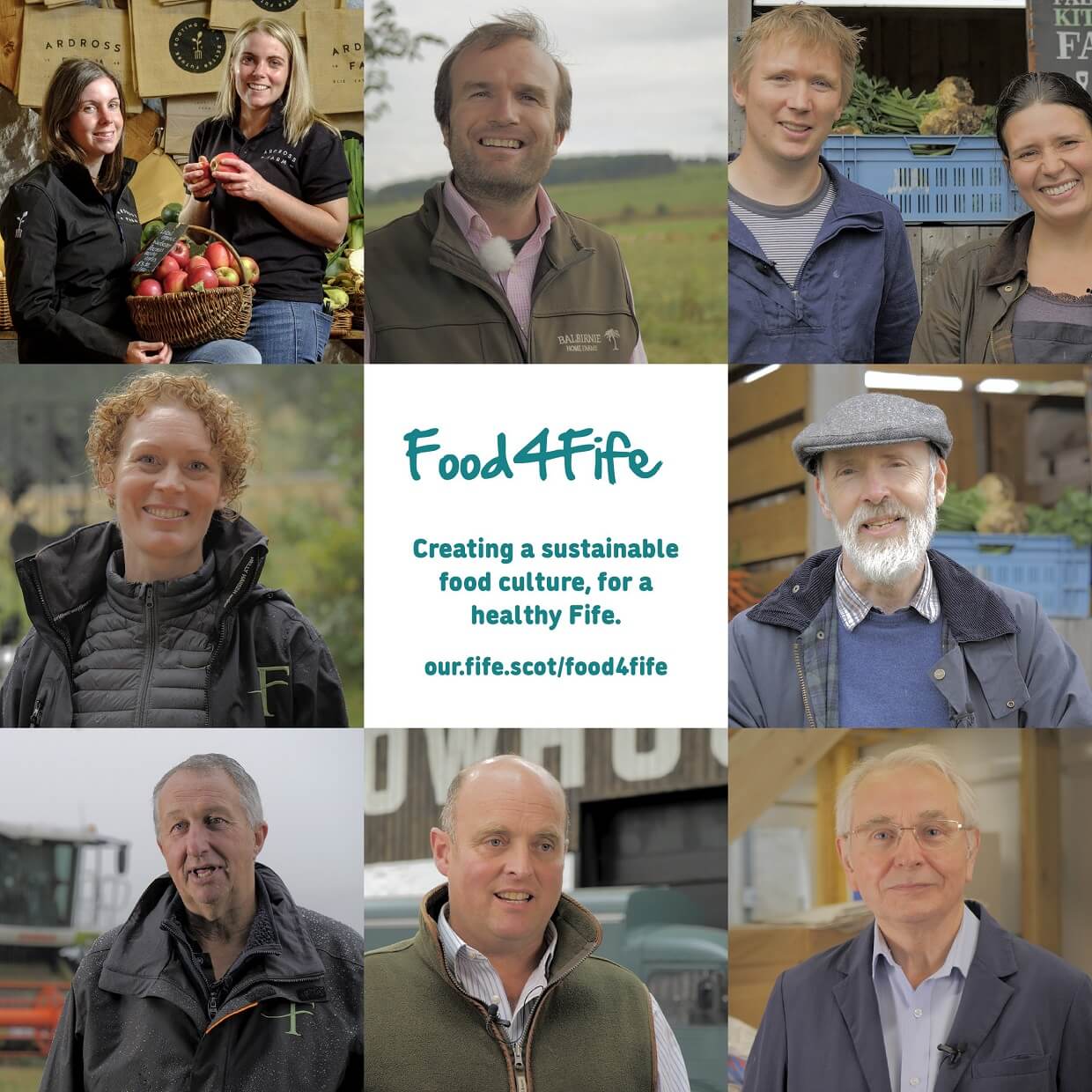 Headshots of those involved in the Fife4Food video