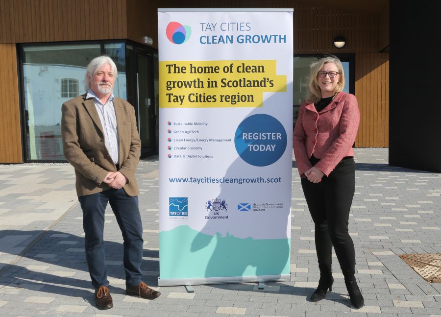 Cllr Grant Laing, Chair of the Tay Cities Region Deal Joint Committee (Perth and Kinross Council), Gillian Martin, MSP, Minister for Energy. Cllr Grant Laing, Chair of the Tay Cities Region Deal Joint Committee (Perth and Kinross Council), Gillian Martin, MSP, Minister for Energy.