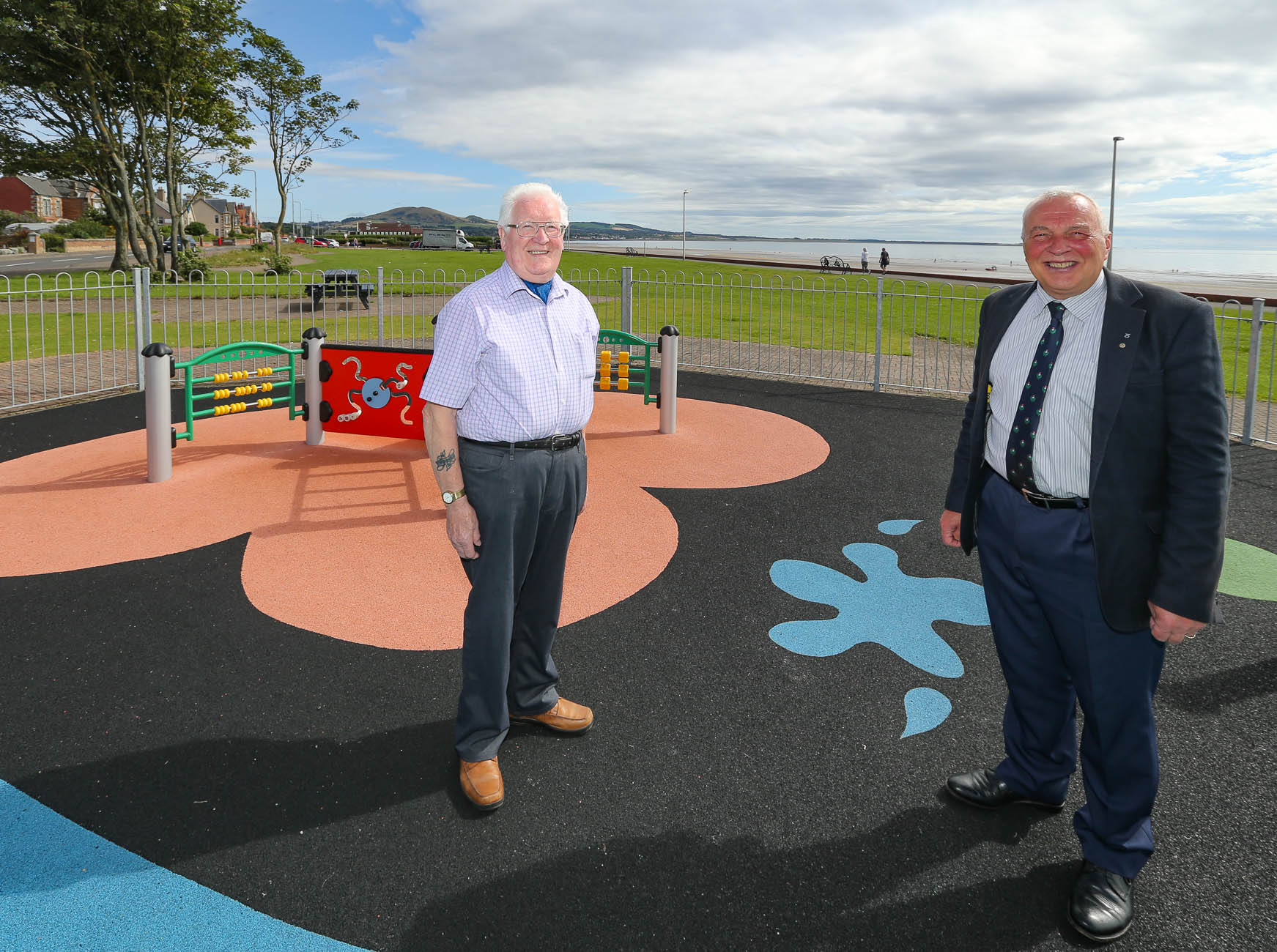 Cllr Ken Caldwell with Edie Young - Prom Play Area Looks Brand New