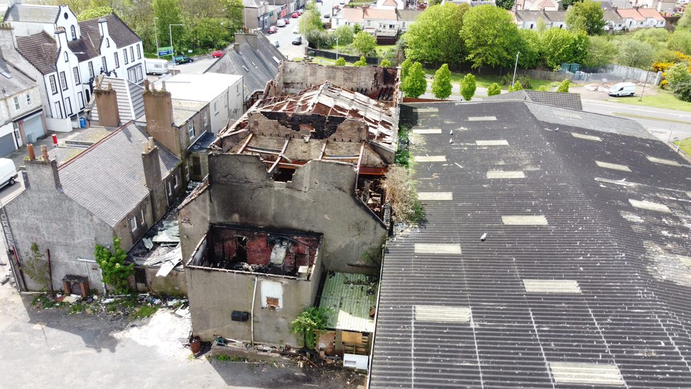 Fire damaged building