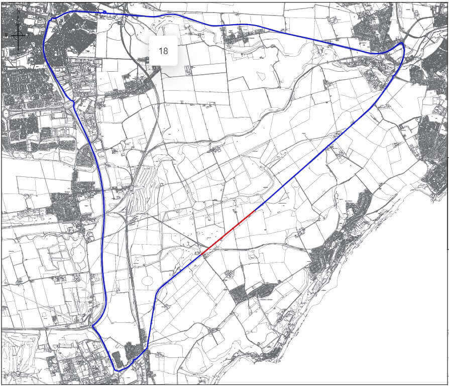 Map showing diversion route for A915