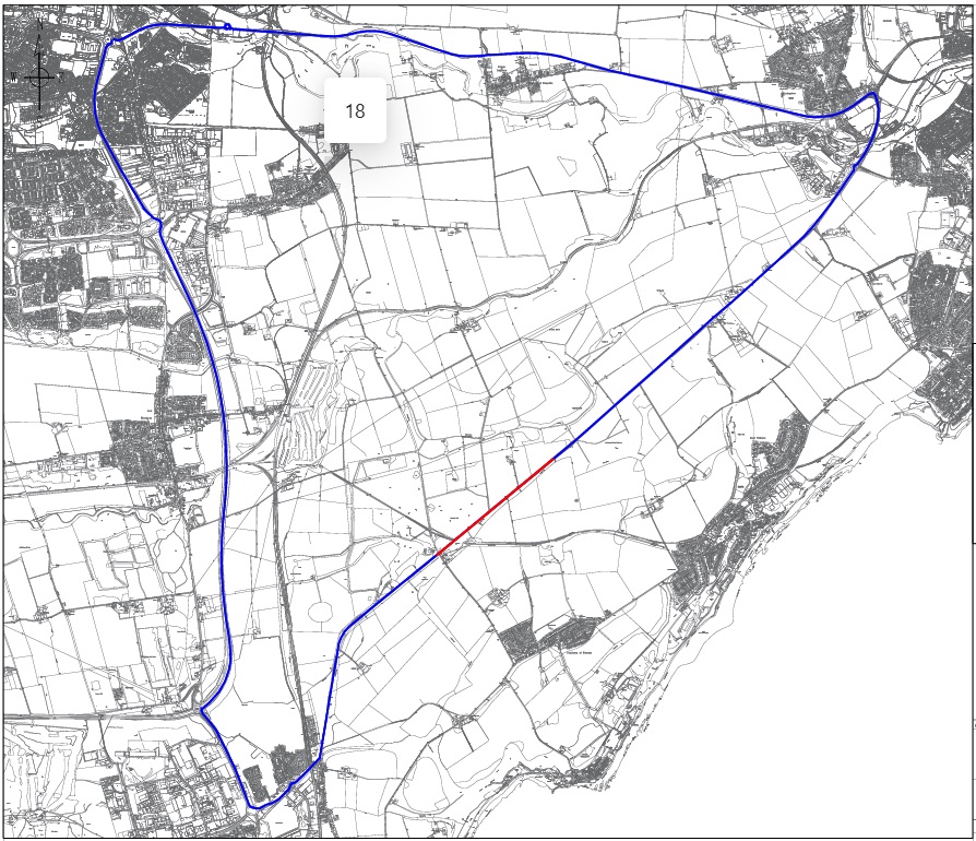 Map showing diversion route for A915