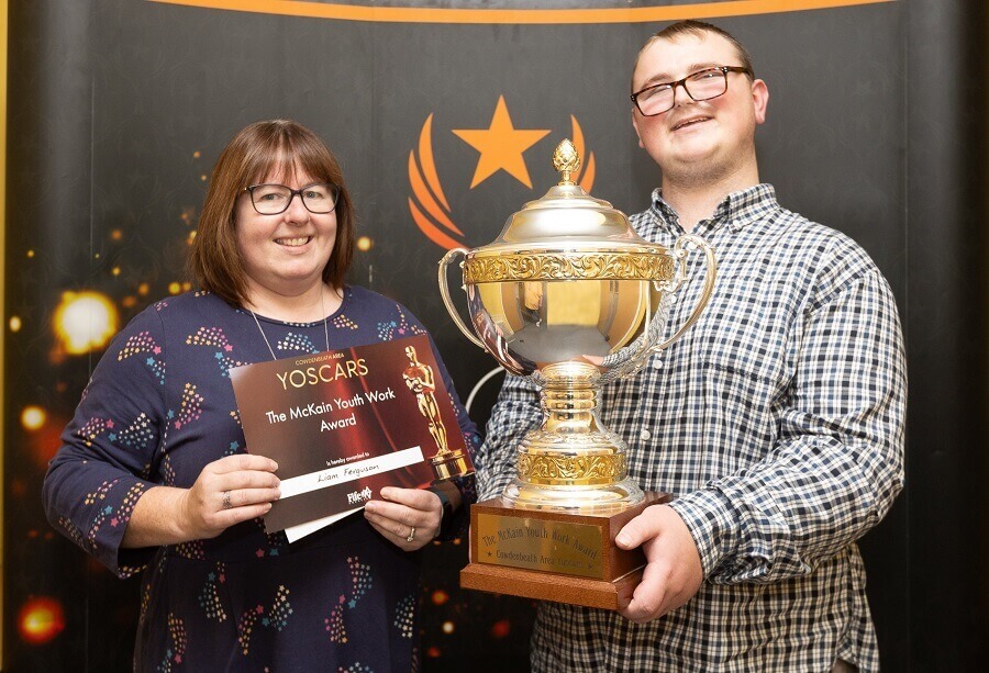 Liam Ferguson receiving The McKain award from Kirsteen Henderson - Cowdenbeath Yoscars shines a spotlight on young talent