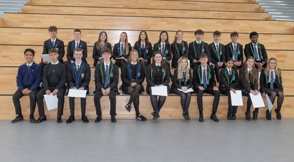 SQA results day 2025 Woodmill and St Coulmba's pupils with their certificates