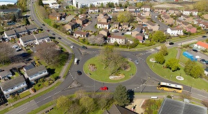 Aerial view of roundabout