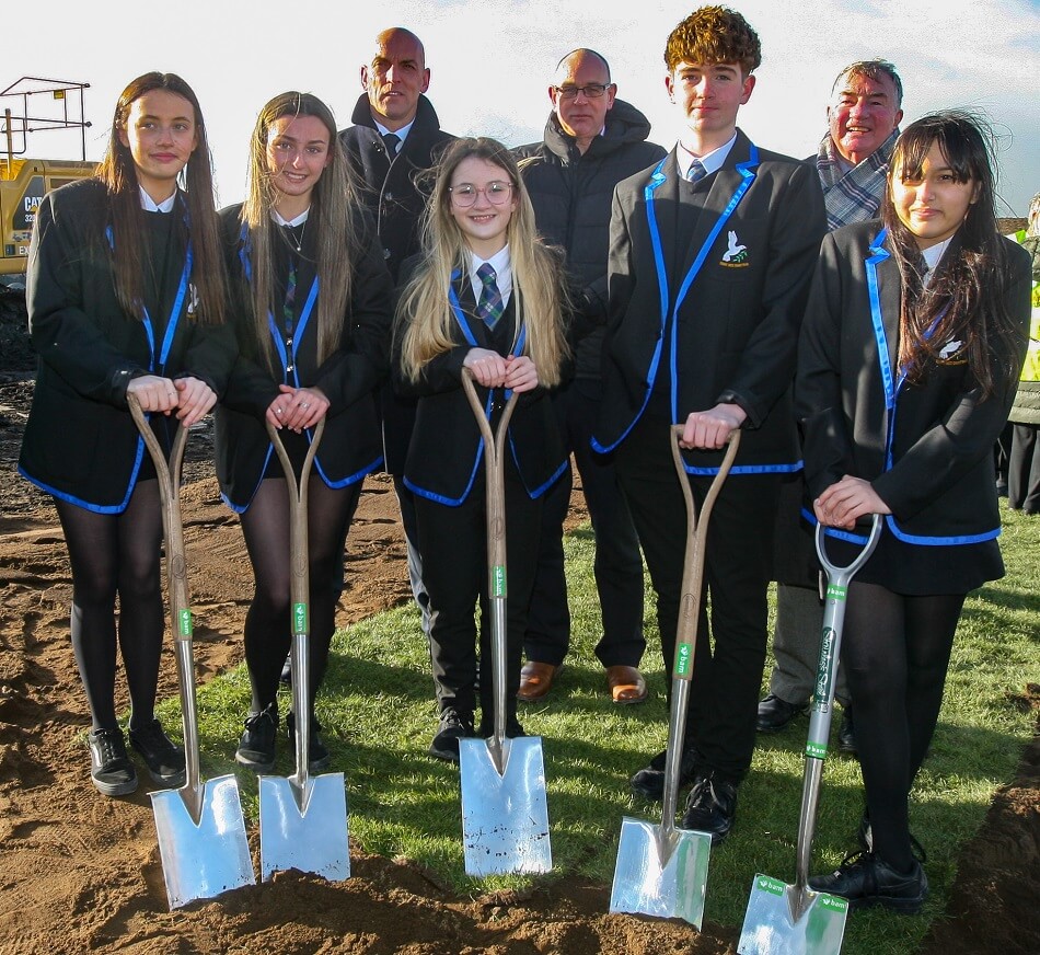 Staff and pupils from St Columba's