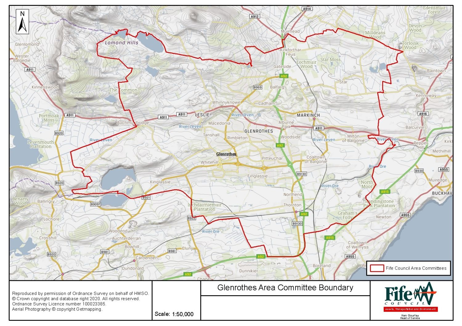 Map of the Glenrothes area