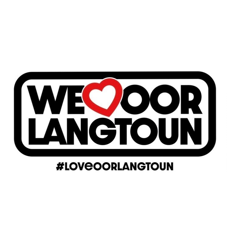 Logo with the words “We Oor Langtoun,” featuring a heart shape, and the hashtag #LoveOorLangtoun.