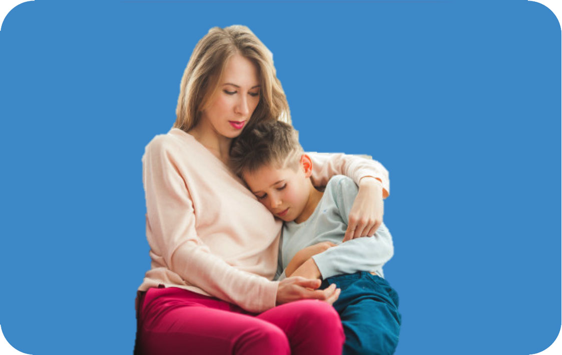 Parent comforting child