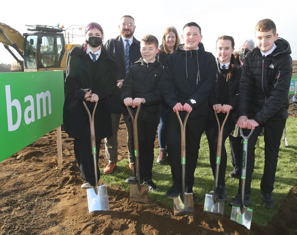 Pupils and staff from Woodmill at sod cutting
