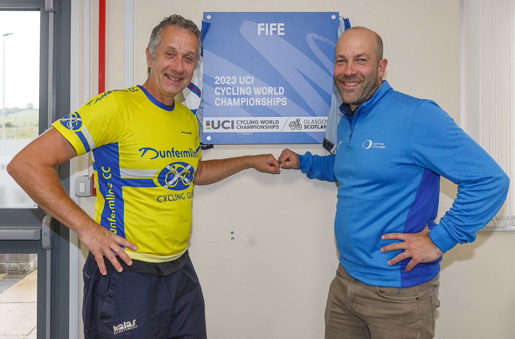 Tom Bishop, Dunfermline Cycling Club and Mark Ritchie, Scottish Cycling Pathway Lead Tom Bishop, Dunfermline Cycling Club and Mark Ritchie, Scottish Cycling Pathway Lead