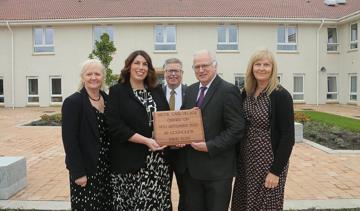 Fiona McKay, Head of Strategic Performance, Planning & Commissioning Fife Health and Social Care Partnership, Nicky Connor, Director, Fife Health and Social Care Partnership, John Mills, Head of Housing Services, Fife Council, Councillor David Ross, Fife Council Leader, Shelagh McLean, Head of Education, Fife Council, pictured at the opening of the new Methilhaven Care Village