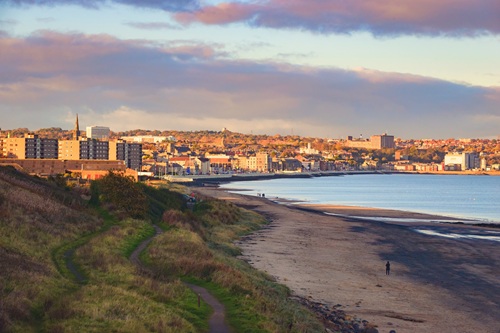 View of Kirkcaldy waterfront and town centre from Seafield