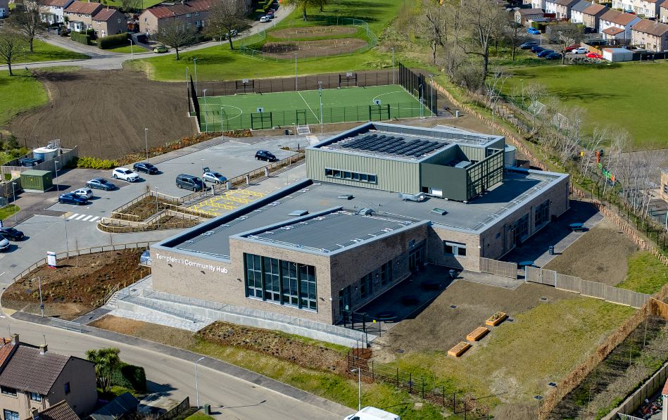 New Templehall Community Hub opens its doors to the public Aerial shot of the new Templehall Community Hub