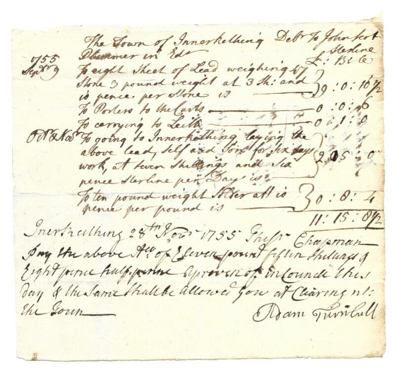 Copy of receipt dated 1755 Copy of receipt dated 1755