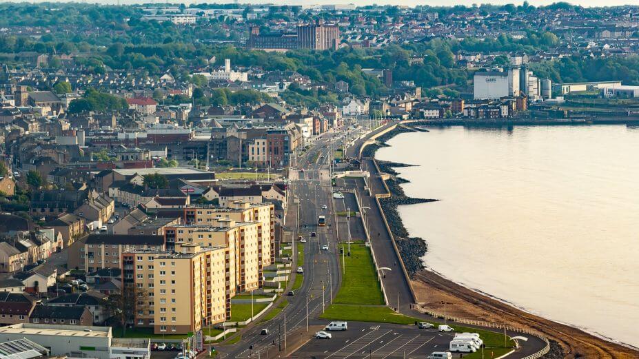 Aerial view of Kirkcaldy Esplanade