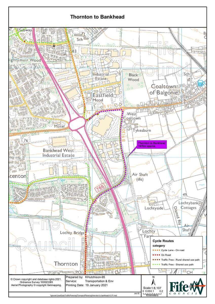 Route Crossgates to Fordell Firs