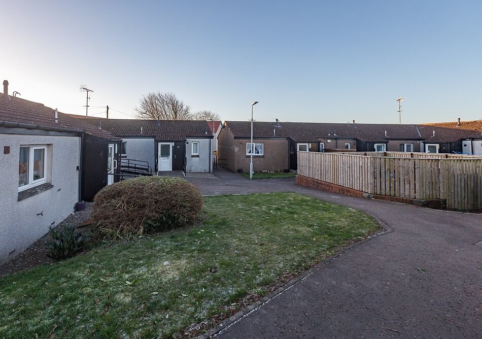 Exterior of the bungalows that make up the complex at The Riggs