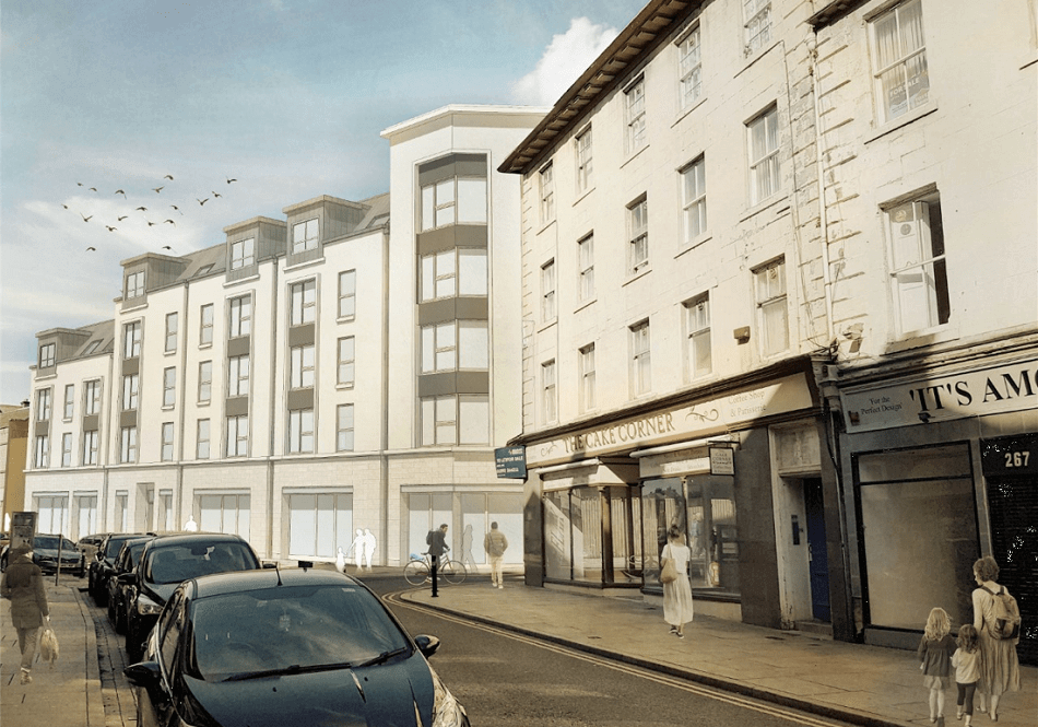 Artist's impression of the bottom of Kirkcaldy High Street, with flats