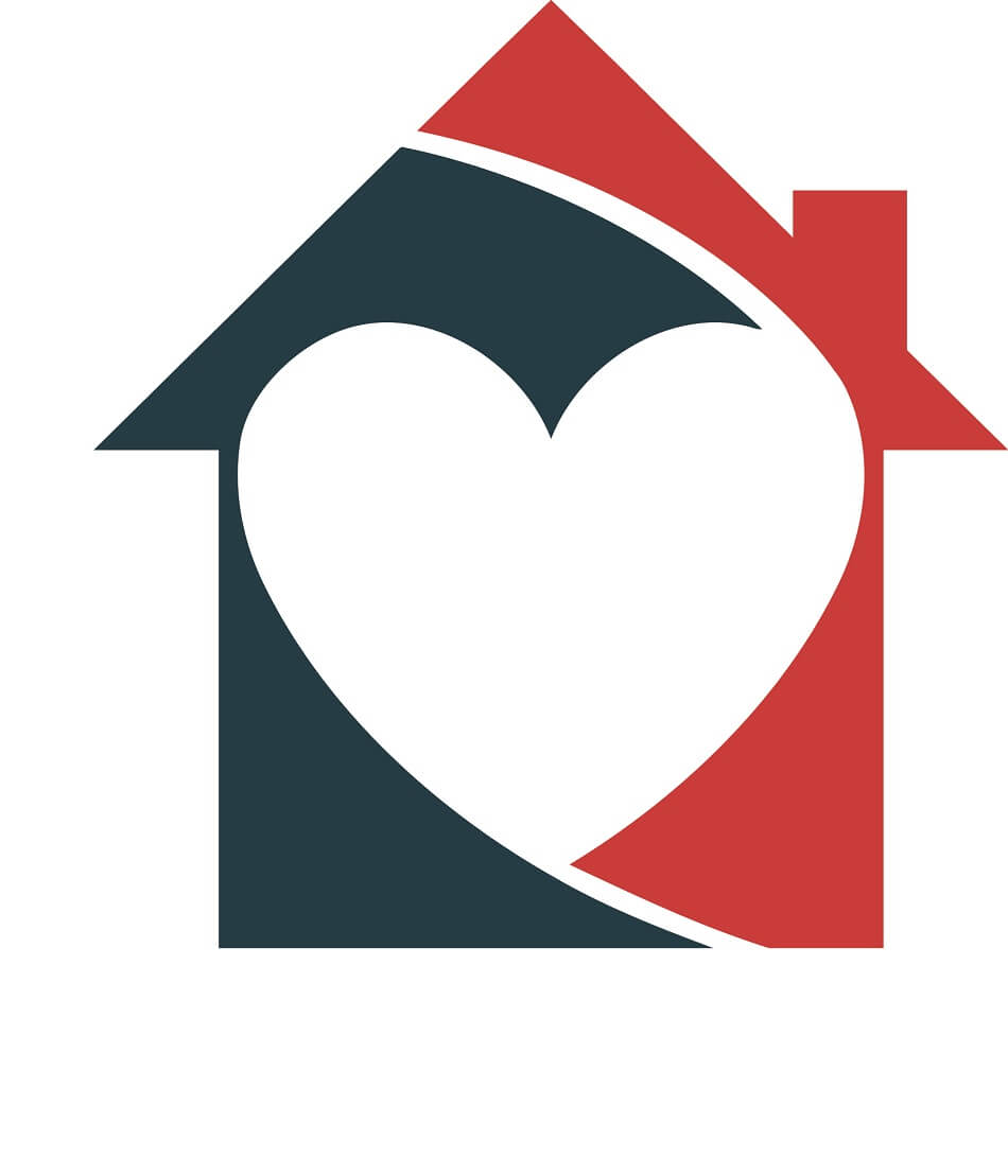 Logo of the Empty Home Matchmaker Scheme, featuring an image of a house in red and blue, with a heart cuto out of the middle