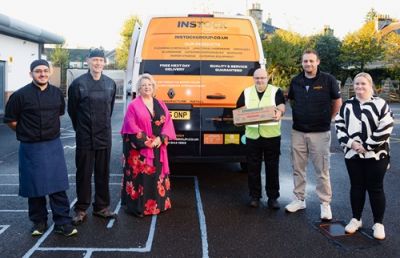 Tino Reagan, Fife Council Cook; David Toon, Fife Council Cook; Councillor Linda Erskine, Fife Council’s spokesperson for Communities; Colin Paterson, Driver with Instock Group; Dave Stewart, Instock Group and Stephanie Gardiner Café Inc project lead.