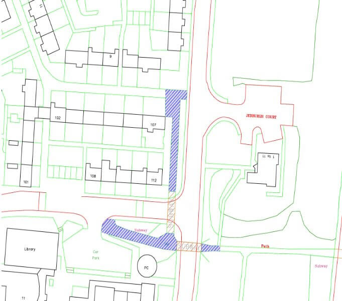 Map showing location of works on Minto Crescent, Glenrothes